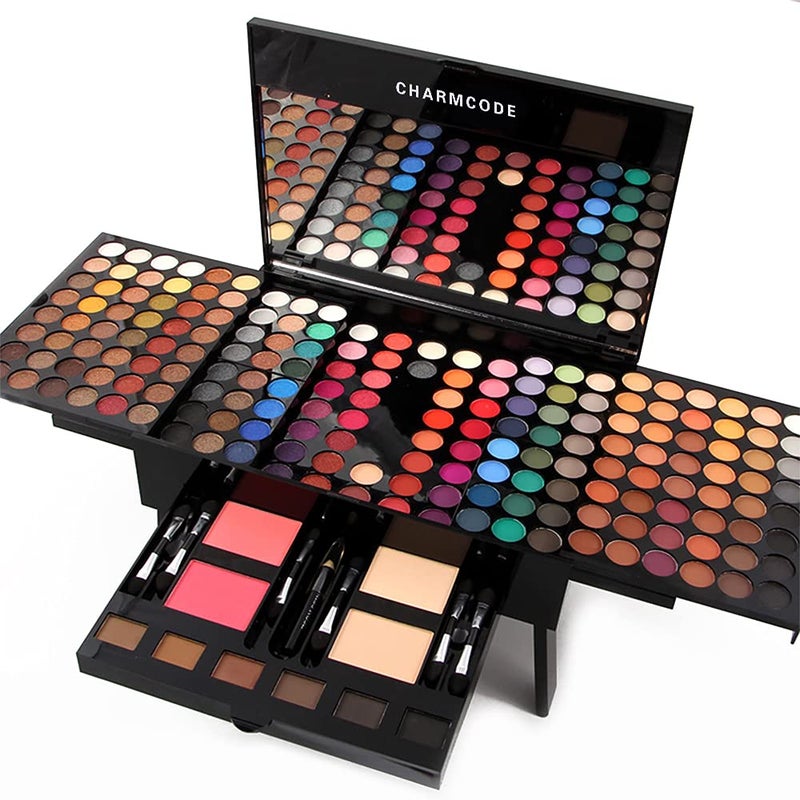 CHARMCODE 190 Colors Cosmetic Make up Palette Set Kit Combination with Eyeshadow Facial Blusher Eyebrow Powder Face Concealer Eyeliner Pencil A Mirror All-in-One Makeup Gift (Multicolor) - Image 1